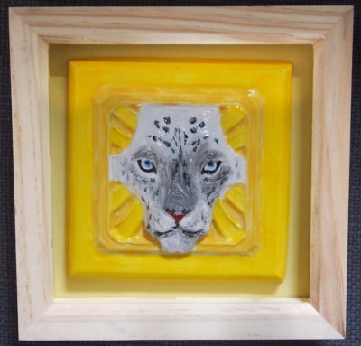 Snow leopard ceramic tile