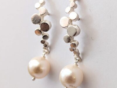 silver drop earrings pearl