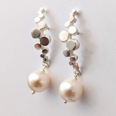 silver drop earrings pearl