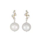 Silver gold pearl earrings