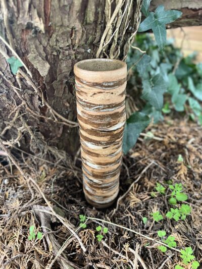 Chinese Red Birch Tree Trunk Vessel 1 (Toasted Clay) By Sonya Wilkins Ceramics