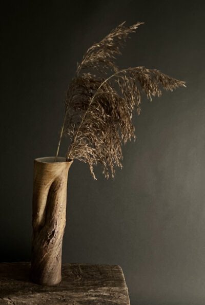 Hawthorn Tree Trunk Vessel By Sonya Wilkins Ceramics (version b with grasses)