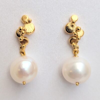 gold plated silver pearl earrings