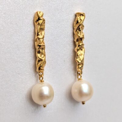 Gold plated pearl earrings silver