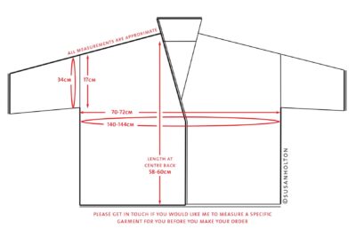 This diagram shows actual garment measurements