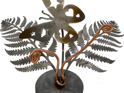 Butterfly and fern sculpture