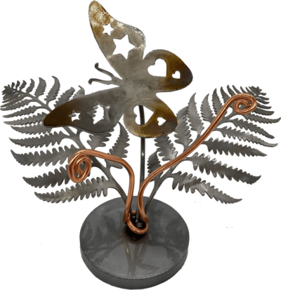 Butterfly and fern sculpture